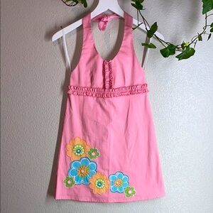 KC‎ Parker Girls Sleeveless Pink Halter Dress with Floral Design Size 8